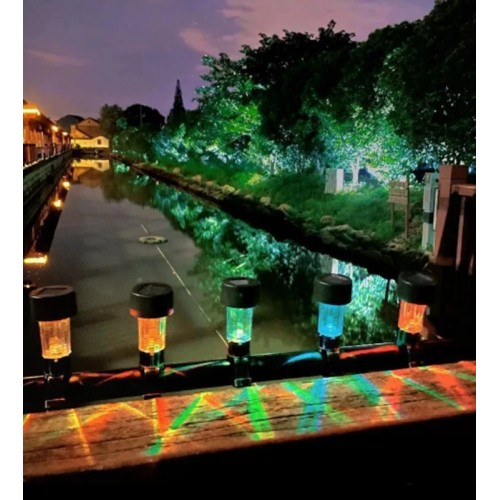 6 Adet Metal Kasa Güneş Enerjili Dış Mekan Bağlamalı Solar Aydınlatma Bahçe - Balkon Ledi RGB LED