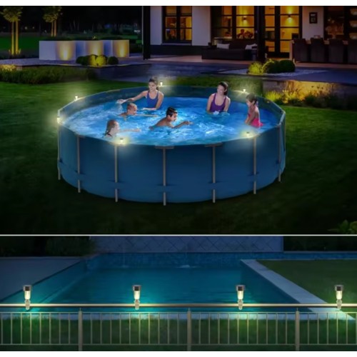 6 Adet Metal Kasa Güneş Enerjili Dış Mekan Bağlamalı Solar Aydınlatma Bahçe - Balkon Ledi RGB LED