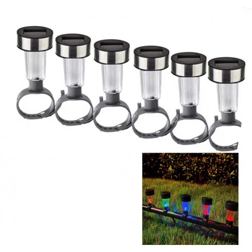 6 Adet Metal Kasa Güneş Enerjili Dış Mekan Bağlamalı Solar Aydınlatma Bahçe - Balkon Ledi RGB LED