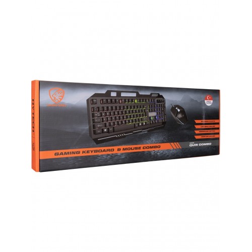 HKM-X86 Quın Siyah USB Gökkuşağı Zemin Aydınlatmalı Gaming Oyuncu Klavye + Mouse Set