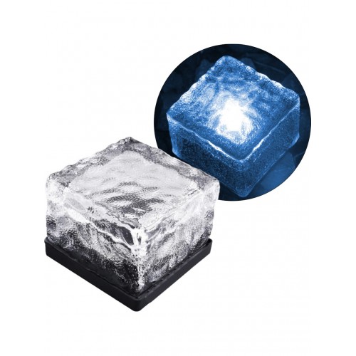 1 adet  Solar Güneş Enerjili Buz Cam Zemin Dekoratif Bahçe Aydınlatma MAVİ LED Kristal Camlı