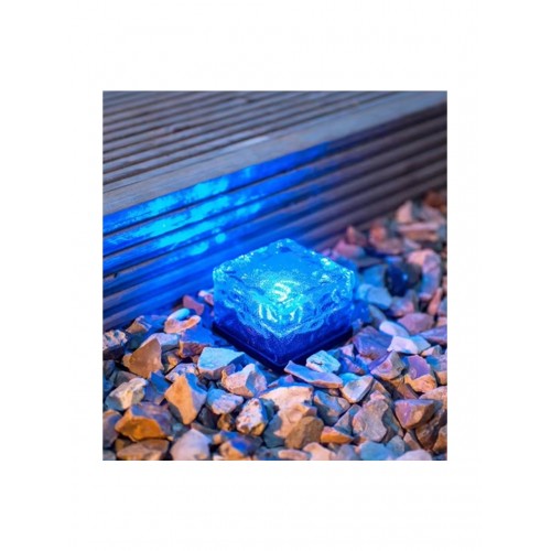1 adet  Solar Güneş Enerjili Buz Cam Zemin Dekoratif Bahçe Aydınlatma MAVİ LED Kristal Camlı