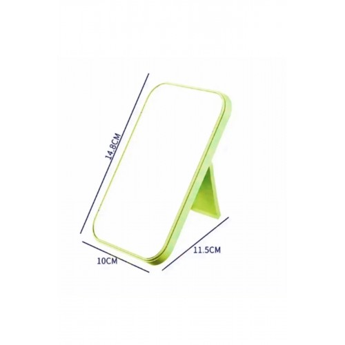 Orman Yeşili Renk Kare Masaüstü Ayna - Taşınabilir Makyaj Aynası Dekoratif Plastik 15cm x 10cm