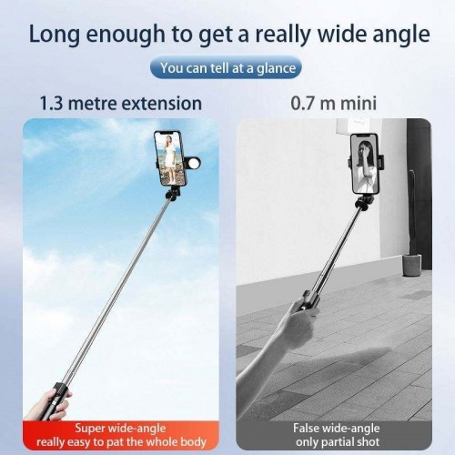 K8 Led 3in1 Bluetooth Kumandalı 130cm Tripod Telefon Tutuculu Led ışıklı Selfie Çubuğu Telefon Tripodu Monopod