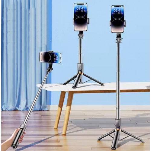K8 Led 3in1 Bluetooth Kumandalı 130cm Tripod Telefon Tutuculu Led ışıklı Selfie Çubuğu Telefon Tripodu Monopod