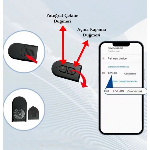 K9 Led 3in1 Led Işıklı Bluetooth Kumandalı 170 Cm Tripod Telefon Tutuculu Selfie Çubuğu + Tripodu K9LED