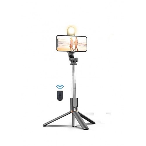 K9 Led 3in1 Led Işıklı Bluetooth Kumandalı 170 Cm Tripod Telefon Tutuculu Selfie Çubuğu + Tripodu K9LED