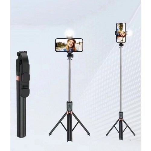 K9 Led 3in1 Led Işıklı Bluetooth Kumandalı 170 Cm Tripod Telefon Tutuculu Selfie Çubuğu + Tripodu K9LED