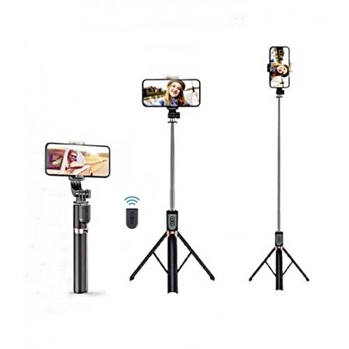 K9 2in1 Bluetooth Kumandalı 170 Cm Tripod Telefon Tutuculu Selfie Çubuğu Telefon Tripodu