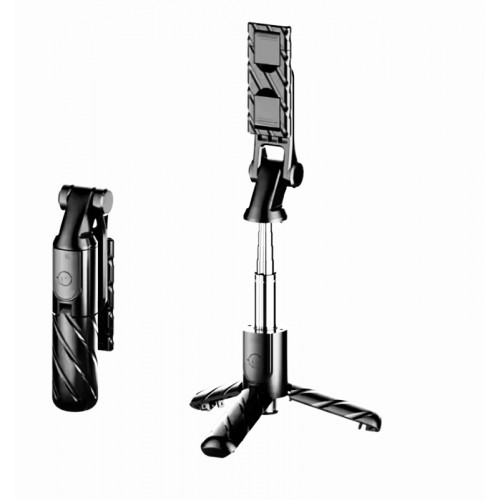 K03 Siyah Kablosuz Kumandalı Telefon Selfie Çubuğu Monopod Ayaklı Tripod Bluetooth Dikey veya Yatay Telefonu Koyabilirsiniz