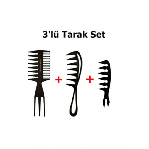 3 Adet Geniş Dişli Kuaför Ve Berber Tarağı Kadın-Erkek Uyumlu Mükemmel Şekillendirme Tarak Seti 3lü tarak seti