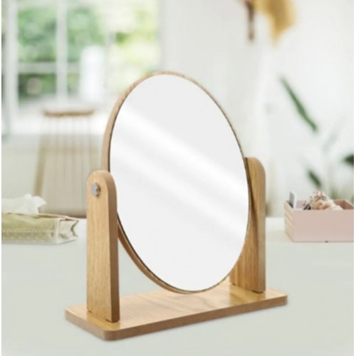 Makyaj Aynası Ahşap Masa Aynası Oval Ayarlanabilir Makeup Mirror Büyük Boy 22Cm