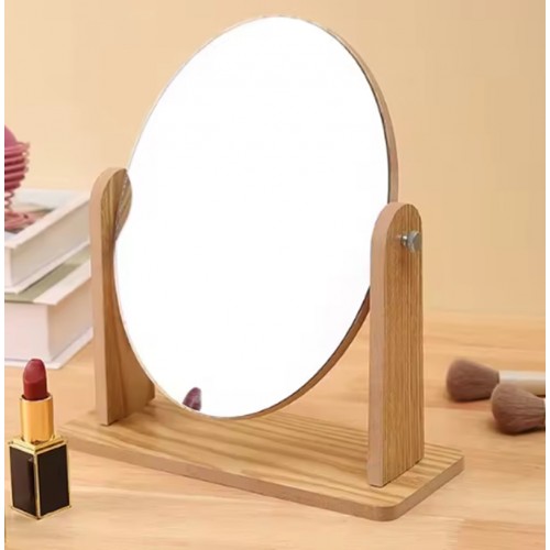 Makyaj Aynası Ahşap Masa Aynası Oval Ayarlanabilir Makeup Mirror Büyük Boy 22Cm