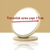 Masaüstü Ayna Eğimi Ayarlanabilir Menteşeli Yuvarlak Görünümlü Ahşap Makyaj Cilt Bakımı Ayna no:3