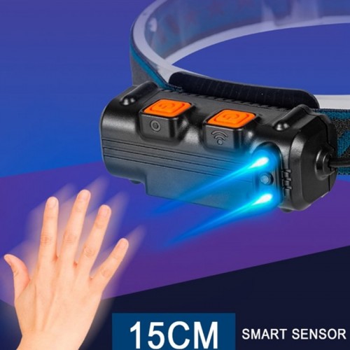 Km-214 Hareket Sensörlü Şerit Led Tasarımlı 67 Led Çakar Işıklı Flaşörlü Kafa Lambası Kafa Feneri
