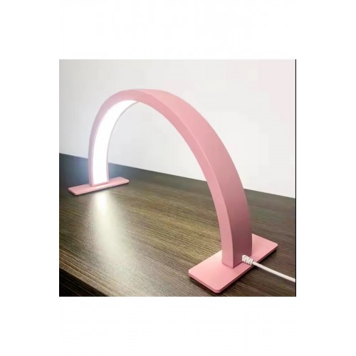 Masa Üstü Yarım Ay Ring Light Stand Güzellik Solunu Led Işık Tırnak-kirpik-manikür Işık PEMBE