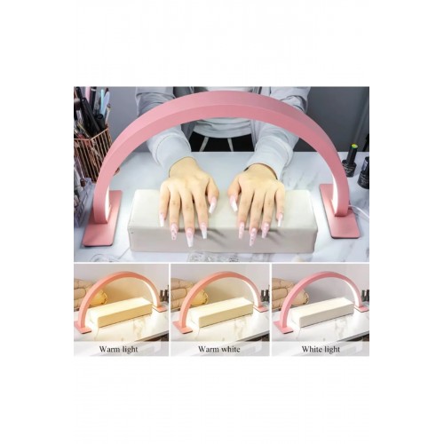 Masa Üstü Yarım Ay Ring Light Stand Güzellik Solunu Led Işık Tırnak-kirpik-manikür Işık PEMBE