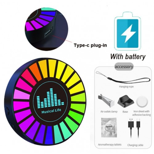 Rgb Bluetoothlu Sese Duyarlı Ekolayzer LED Işık ( Araç Içi Torpido ve Gamerlar Uyumlu ) 1 adet