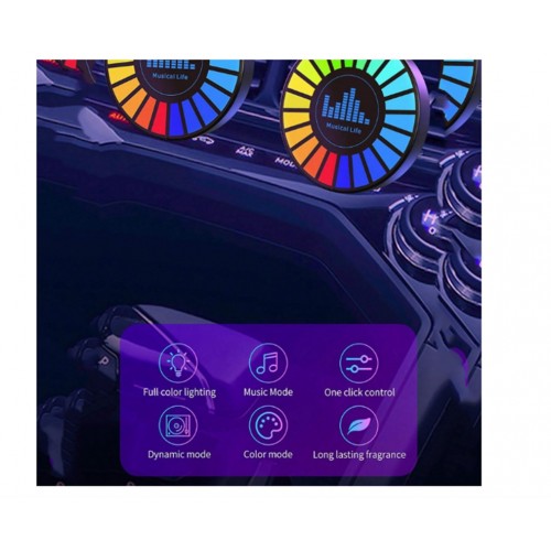 Rgb Bluetoothlu Sese Duyarlı Ekolayzer LED Işık ( Araç Içi Torpido ve Gamerlar Uyumlu ) 1 adet