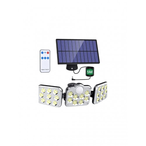 138 Led Güneş Enerjili 3 Mod Kumandalı 5 Metre Kablolu Kaliteli Sensörlü Solar Sokak Lambası