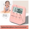 Alarmlı Dijital Öğrenci Sınav Kronometresi 24 Geri Sayım Cihazı Saat - Alarm 2 Kademeli Kronometre -1288 Toz Pembe