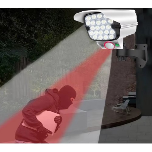 JLP-2177 66 Led Güneş Enerjili  Mod Kumandalı 4.7 Metre Kablolu Sensörlü Kamera Görünülü Solar Lamba - Sahte Kamera