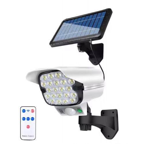 JLP-2177 66 Led Güneş Enerjili  Mod Kumandalı 4.7 Metre Kablolu Sensörlü Kamera Görünülü Solar Lamba - Sahte Kamera