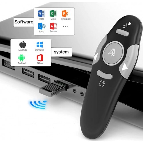 Lazer Sunum Kumandası Kablosuz Sunum Kalemi Powerpoint Slayt Atlatıcı Presenter