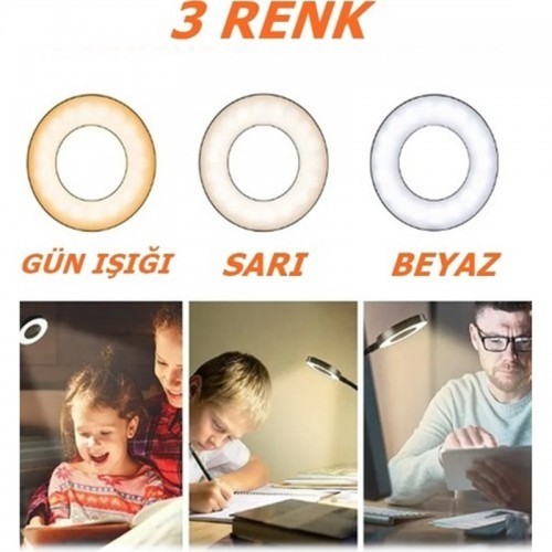 3 Renk Işıklı Parlaklığı Ayarlanablir Led Ring Light Youtuber Light Stüdyo Işığı Akrobat Led Masa Lambası