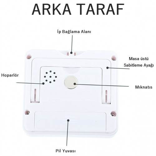 Zk-2206 Alarmlı Dijital Öğrenci Sınav Kronometresi 24 Saat İleri ve Geri Sayım Cihazı Saat + Alarm ( BEYAZ )