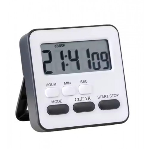 Zk-2206 Alarmlı Dijital Öğrenci Sınav Kronometresi 24 Saat İleri ve Geri Sayım Cihazı Saat + Alarm ( Beyaz-Siyah)
