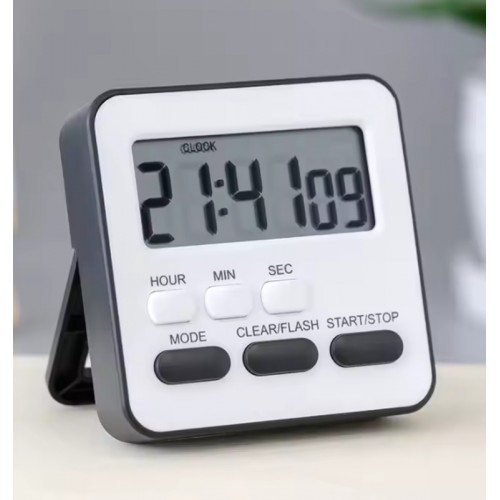 Zk-2206 Alarmlı Dijital Öğrenci Sınav Kronometresi 24 Saat İleri ve Geri Sayım Cihazı Saat + Alarm ( Beyaz-Siyah)