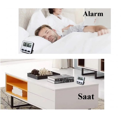Zk-2206 Alarmlı Dijital Öğrenci Sınav Kronometresi 24 Saat İleri ve Geri Sayım Cihazı Saat + Alarm ( Beyaz-Pembe)