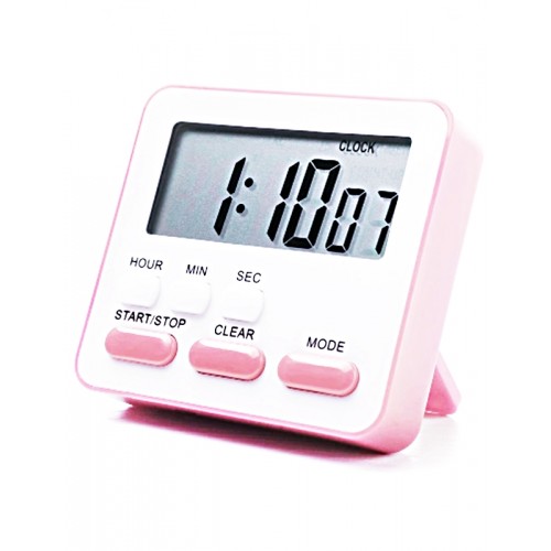 Zk-2206 Alarmlı Dijital Öğrenci Sınav Kronometresi 24 Saat İleri ve Geri Sayım Cihazı Saat + Alarm ( Beyaz-Pembe)