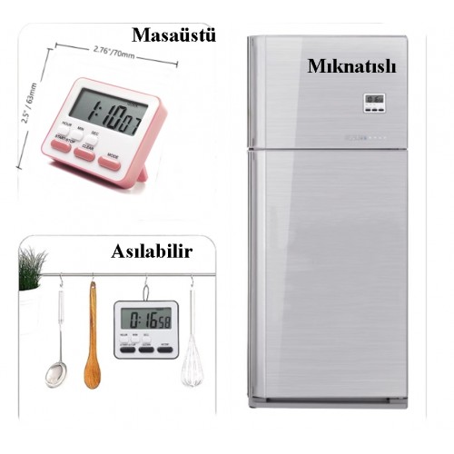 Zk-2206 Alarmlı Dijital Öğrenci Sınav Kronometresi 24 Saat İleri ve Geri Sayım Cihazı Saat + Alarm ( Beyaz-Pembe)