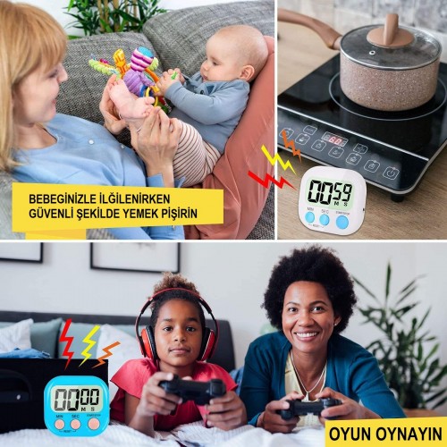 JS-188 Mini Dijital Öğrenci Sınav Kronometresi 100Dk İleri veya Geri Sayım Cihazı - 2 Kademeli Kronometre ( MAVİ )