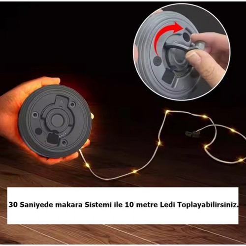 Makara Sistem Ip Led - Fener / Şarjlı Işık Kamp Lambası- Taşınabilir 10mt Led Işık Rgb Günışğı Renk