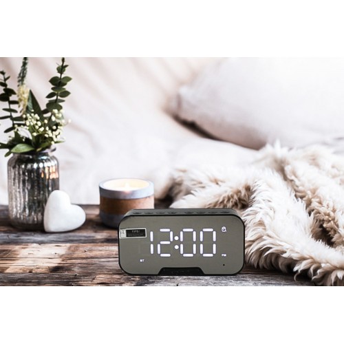 K-10 Bluetoothlu Mp3 Müzik Çalar Fm Radyolu - Alarmlı Dijital Masa Saati / Termometre Özellikli