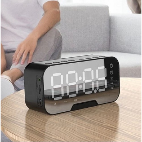 K-10 Bluetoothlu Mp3 Müzik Çalar Fm Radyolu - Alarmlı Dijital Masa Saati / Termometre Özellikli