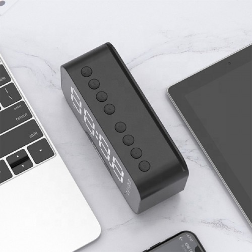 K-10 Bluetoothlu Mp3 Müzik Çalar Fm Radyolu - Alarmlı Dijital Masa Saati / Termometre Özellikli