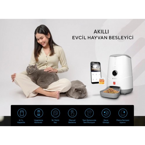 S-Link Swapp Sl-20 720p Hd Kameralı Akıllı Evcil Hayvan Besleyici Wi-fi Tuya Destekli