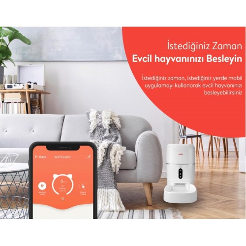 Umie Sesli Mesaj Otomatik Akıllı Mama Kabı Uzaktan Kontrollü Kedi Köpek Besleyici
