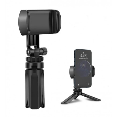 Siyah Mini Telefon Tripodu Masaüstü Monopod Ayaklı 360° Tripod - Yatay veya Dikey Kullanım