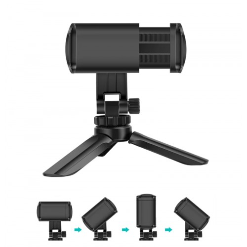 Siyah Mini Telefon Tripodu Masaüstü Monopod Ayaklı 360° Tripod - Yatay veya Dikey Kullanım