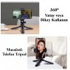 Siyah Mini Telefon Tripodu Masaüstü Monopod Ayaklı 360° Tripod - Yatay veya Dikey Kullanım