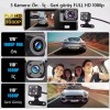 Siyah 1080p Araç Içi 3 Kameralı Ekranlı Gece Görüşlü , G-sensör Geri Görüş Kamera - Iç Görüş
