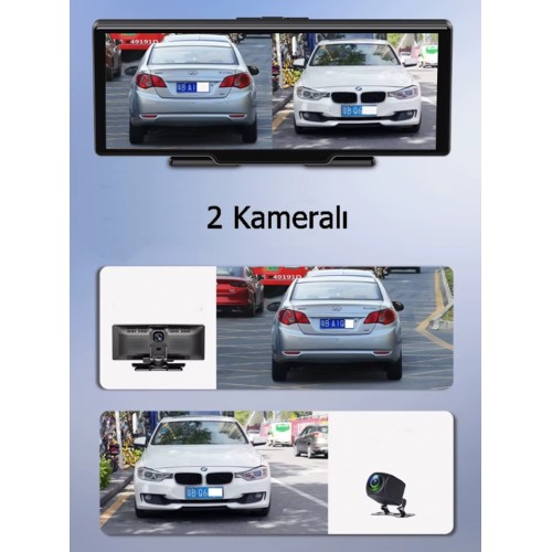 H18C Ekranlı Carplay Apple Android Uyumlu 10.26 inç 4K Görüntü Arka/Ön Görüş Kameralı Android Oto