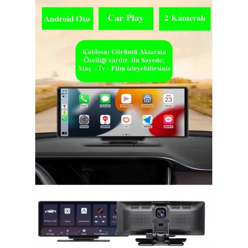 H18C Ekranlı Carplay Apple Android Uyumlu 10.26 inç 4K Görüntü Arka/Ön Görüş Kameralı Android Oto