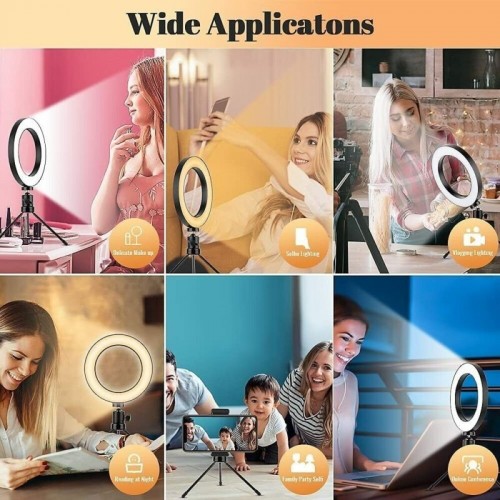 Tripodlu Youtuber Selfie Led Işıklı Masaüstü Tripod 10 Inç(26 CM) Kuaför Makyaj Işığı Tiktok Işığı 9 Farklı Yanma Modu