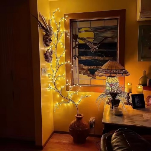 Sihirli Söğüt Asma Ağacı Ledi 144 led 8 mod + Uzaktan Kumandalı ( Yapışkanlı) Günışığı Ledli